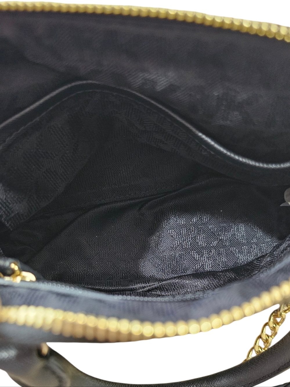 Michael Kors Black Saffiano Mini Dome Satchel Crossbody Gold Chain - Picture 9 of 13